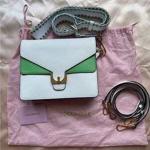 Green and white Coccinelle Ambrine Italian Leather Bag